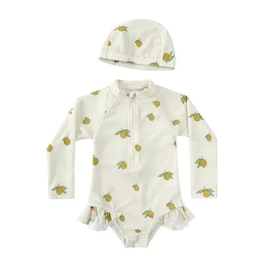 בגד ים שלם עם שרוולים ארוכים וכובע תואם - מיה מתנות שילדים אוהבים