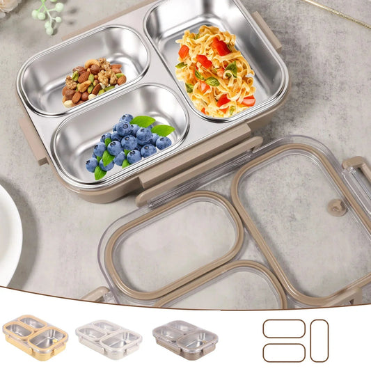 תמונה של קופסת אוכל מנירוסטה מחולקת: שומרת על טריות ועמידות לאורך זמן!