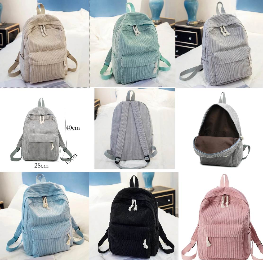 תיק גב קורדורוי בעיצוב אישי עם שם רקום