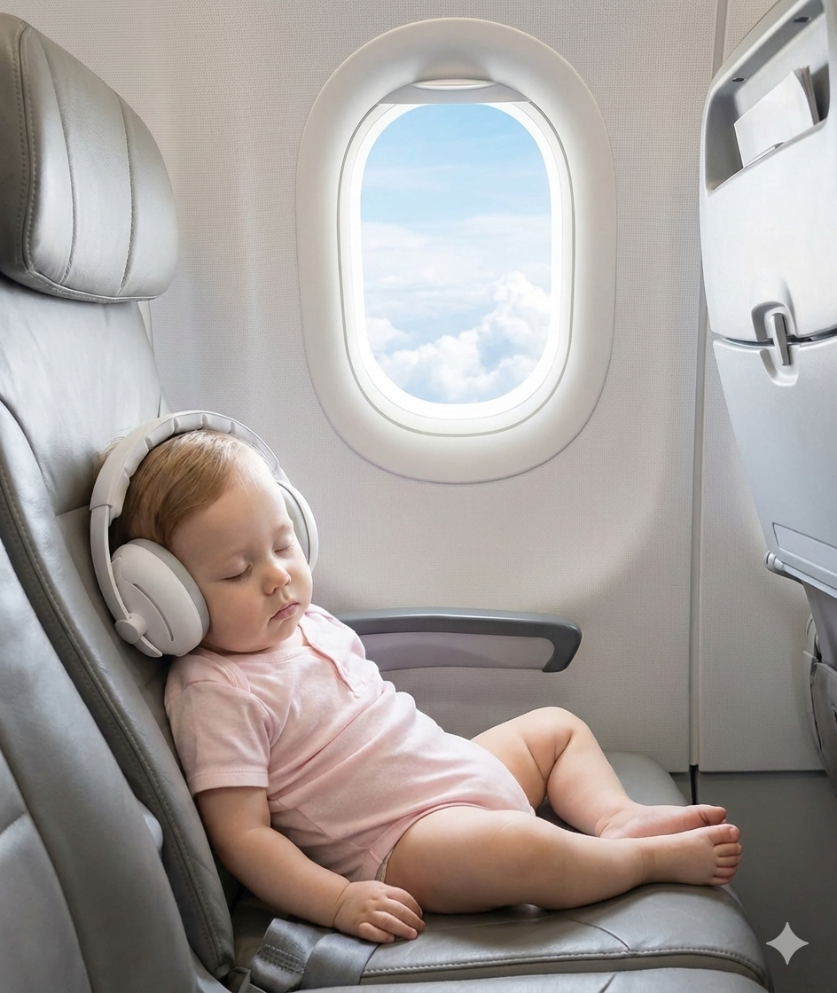אוזניות הגנה לתינוק לטיסה - הפחתת רעשי מנוע ולחץ באוזניים