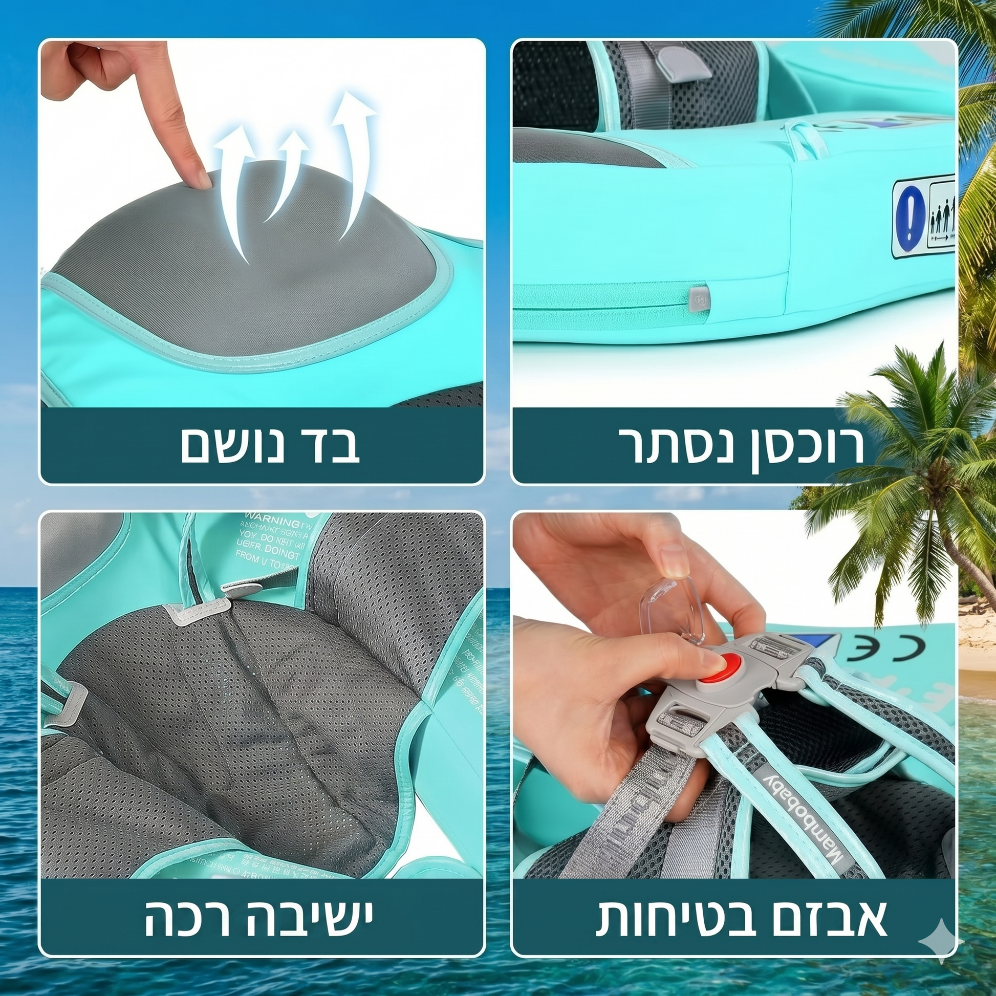 מצוף בטיחותי לתינוקות ללא ניפוח - מפרט בטיחות - מיה מתנות שילדים אוהבים 