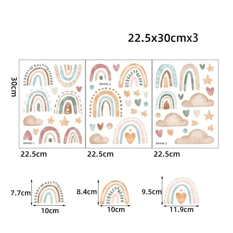 מדבקות קשתות ועננים לקיר - מיה מתנות שילדים אוהבים